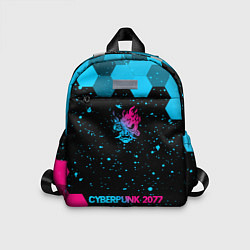 Детский рюкзак Cyberpunk 2077 - neon gradient: символ, надпись, цвет: 3D-принт