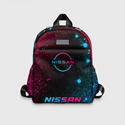Детский рюкзак Nissan - neon gradient: символ, надпись, цвет: 3D-принт