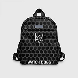 Детский рюкзак Watch Dogs glitch на темном фоне: символ, надпись, цвет: 3D-принт