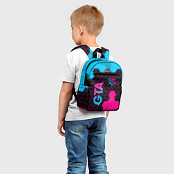 Детский рюкзак GTA - neon gradient: надпись, символ, цвет: 3D-принт — фото 2