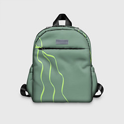 Детский рюкзак Абстрактные зеленые линии на фоне цвета хаки, цвет: 3D-принт