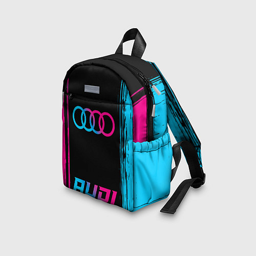 Детский рюкзак Audi - neon gradient: символ, надпись / 3D-принт – фото 3
