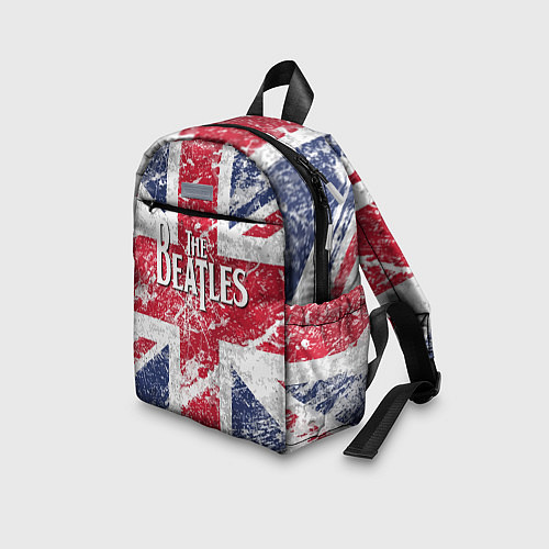 Детский рюкзак The Beatles - лого на фоне флага Великобритании / 3D-принт – фото 3