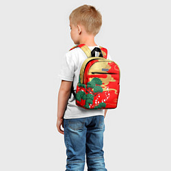 Детский рюкзак Японский пейзаж на красном, цвет: 3D-принт — фото 2