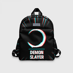 Детский рюкзак Символ Demon Slayer в стиле glitch на темном фоне, цвет: 3D-принт