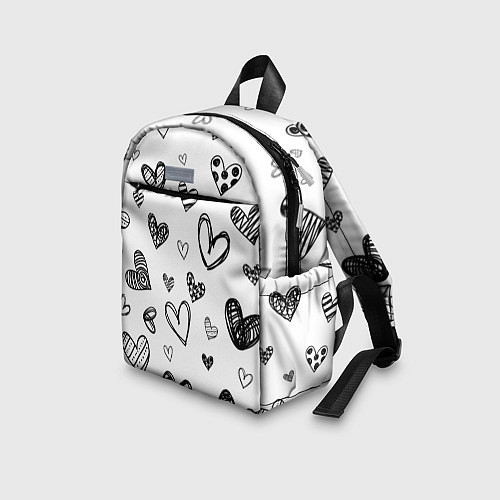 Детский рюкзак Сердца нарисованные карандашом / 3D-принт – фото 3
