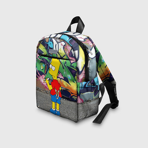 Детский рюкзак Хулиган Барт Симпсон на фоне стены с граффити / 3D-принт – фото 3