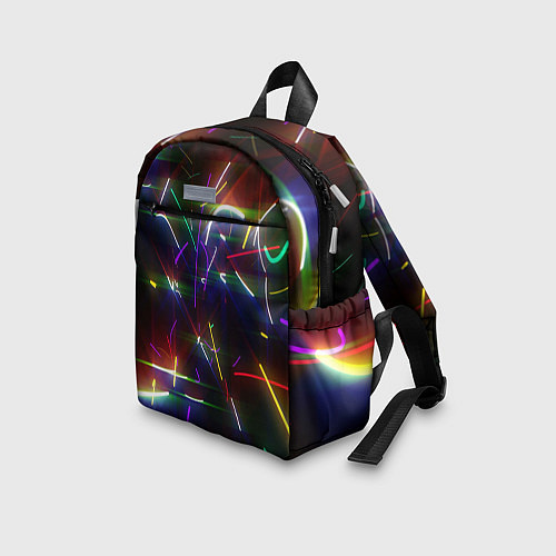 Детский рюкзак Разноцветные неоновые линии / 3D-принт – фото 3