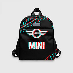 Детский рюкзак Значок Mini в стиле glitch на темном фоне, цвет: 3D-принт