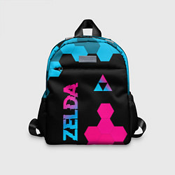 Детский рюкзак Zelda - neon gradient: надпись, символ, цвет: 3D-принт