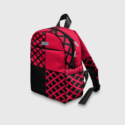 Детский рюкзак Черно-красный геометрический узор / 3D-принт – фото 3