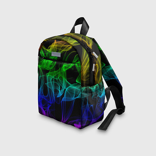 Детский рюкзак Разноцветный неоновый дым / 3D-принт – фото 3