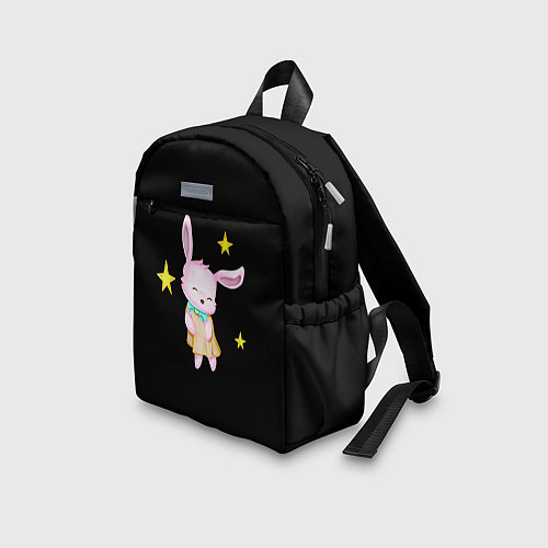 Детский рюкзак Крольчонок танцует со звёздами на чёрном фоне / 3D-принт – фото 3