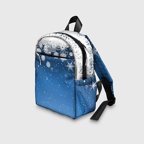Детский рюкзак Снежный узор на синем фоне / 3D-принт – фото 3