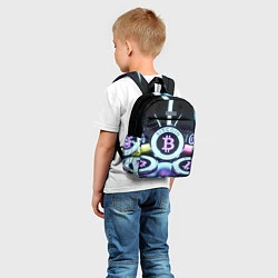 Детский рюкзак Неоновый светящийся биткоин, цвет: 3D-принт — фото 2