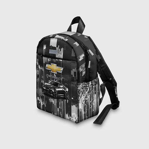 Детский рюкзак Чёрный брутальный Шевроле / 3D-принт – фото 3