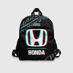 Детский рюкзак Значок Honda в стиле glitch на темном фоне, цвет: 3D-принт