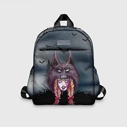 Детский рюкзак Девушка в скальпеле волка, цвет: 3D-принт