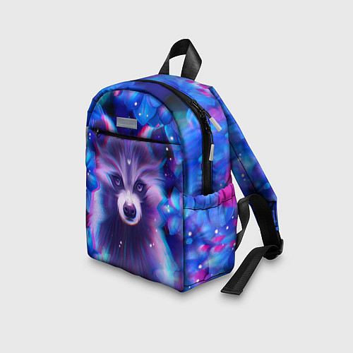 Детский рюкзак Волшебный енот в цветах / 3D-принт – фото 3