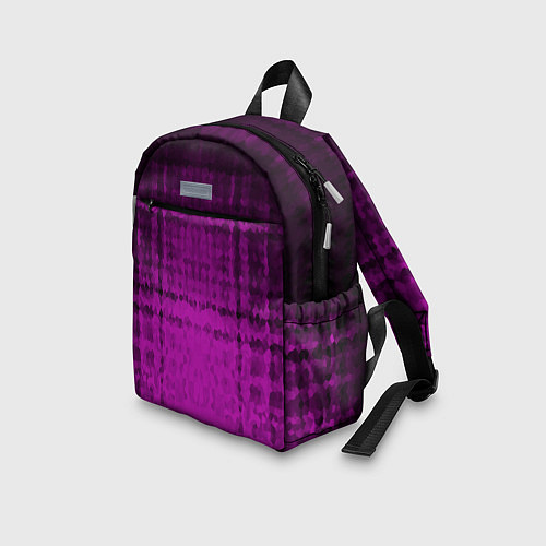 Детский рюкзак Абстрактный мозаичный черно - пурпурный узор / 3D-принт – фото 3