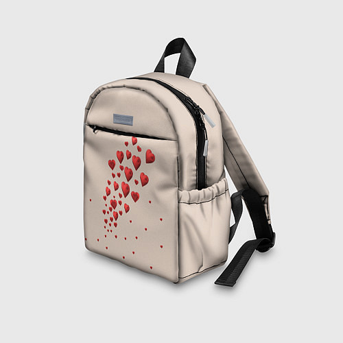 Детский рюкзак Поляна из рассыпанных алых сердечек / 3D-принт – фото 3