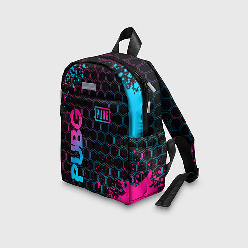 Детский рюкзак PUBG - neon gradient: надпись, символ / 3D-принт – фото 3