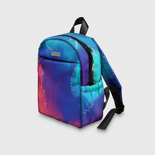 Детский рюкзак Нарядный красно-синий градиент с блестками / 3D-принт – фото 3