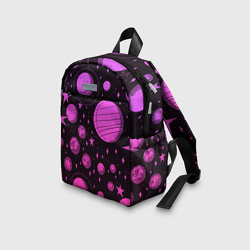 Детский рюкзак Фиолетовый мультяшный космос / 3D-принт – фото 3