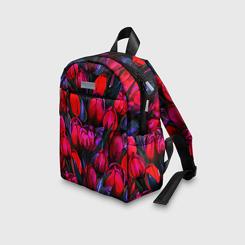 Детский рюкзак Тюльпаны - поле красных цветов / 3D-принт – фото 3