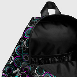 Детский рюкзак Узор ретро круги и кольца на черном фоне, цвет: 3D-принт — фото 2