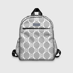 Детский рюкзак Бело -серый дамасский восточный узор, цвет: 3D-принт