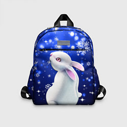Детский рюкзак Белый кролик в снежинках, цвет: 3D-принт