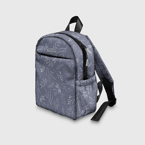 Детский рюкзак Минималистичный растительный узор на серо-голубом / 3D-принт – фото 3