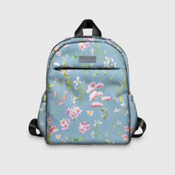 Детский рюкзак Акварельные розовые цветы на голубом фоне, цвет: 3D-принт