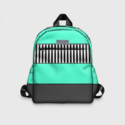 Детский рюкзак Полосатый зеленый с черным и белым узор, цвет: 3D-принт