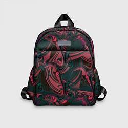 Детский рюкзак Красно -зеленый темный абстрактный узор с разводам, цвет: 3D-принт