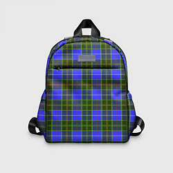 Детский рюкзак Ткань Шотландка сине-зелёная