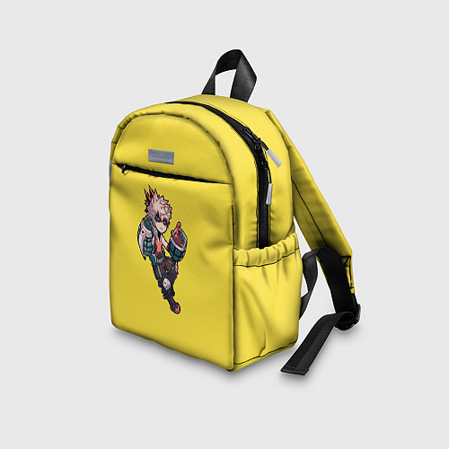 Детский рюкзак Бакуго Кацуки - желтый фон / 3D-принт – фото 3