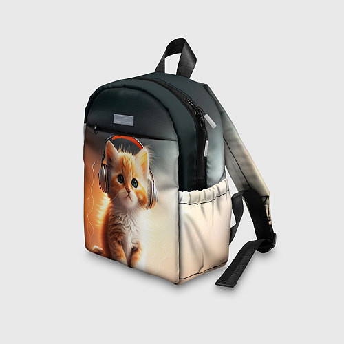 Детский рюкзак Милый рыжий котёнок в наушниках / 3D-принт – фото 3