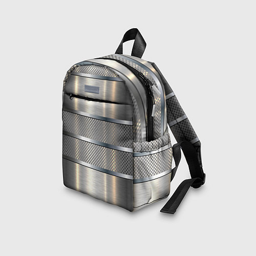 Детский рюкзак Металлические полосы - текстура алюминия / 3D-принт – фото 3
