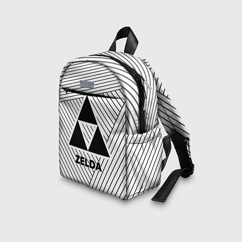 Детский рюкзак Символ Zelda на светлом фоне с полосами / 3D-принт – фото 3