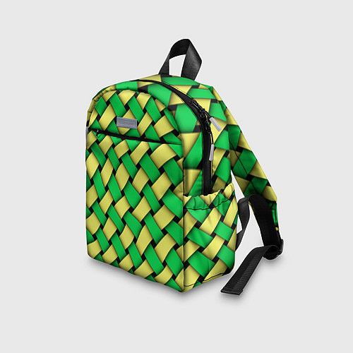 Детский рюкзак Жёлто-зелёная плетёнка - оптическая иллюзия / 3D-принт – фото 3