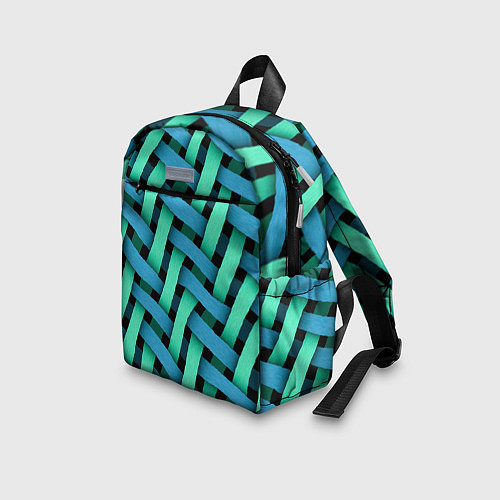 Детский рюкзак Сине-зелёная плетёнка - оптическая иллюзия / 3D-принт – фото 3