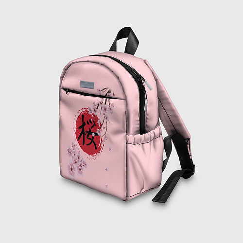Детский рюкзак Цветущая вишня с иероглифом cакура / 3D-принт – фото 3