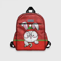 Детский рюкзак Новогодний зайка в очках, цвет: 3D-принт