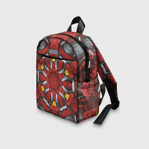 Детский рюкзак Калейдоскоп из красных узоров / 3D-принт – фото 3