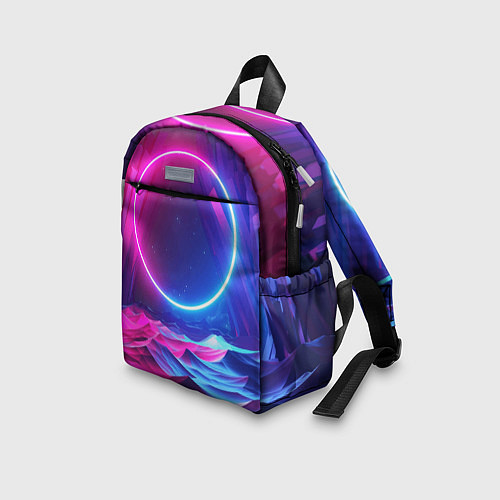 Детский рюкзак Круг и разноцветные кристаллы - vaporwave / 3D-принт – фото 3