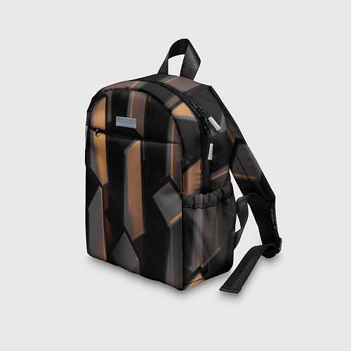 Детский рюкзак Абстрактные тёмные геометрические блоки / 3D-принт – фото 3