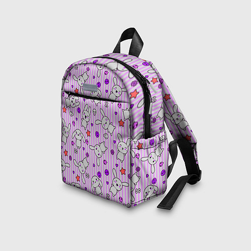Детский рюкзак Кролики - текстура на розовом фоне / 3D-принт – фото 3