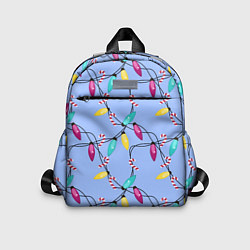 Детский рюкзак Новогодняя гирлянда голубая, цвет: 3D-принт